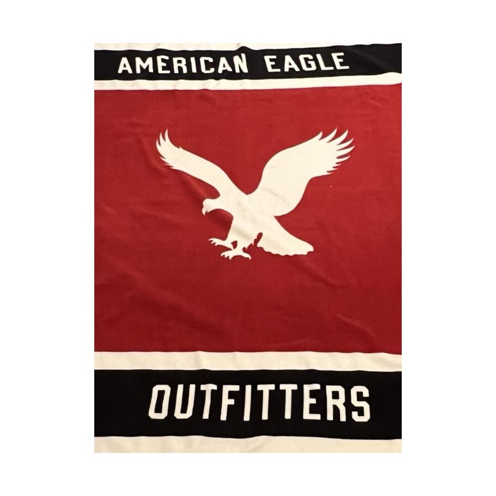 American Eagle Fleece Blanket Logo Red Blue 2015 Throw Blanket 48" x 56" Cozy